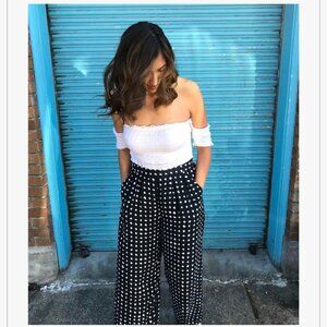 Polka Dot Wide Leg Pants, Storee, Size S